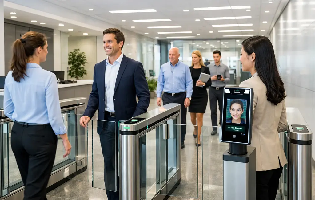 سیستم کنترل تردد در سازمان با دستگاه کارت‌خوان و تشخیص چهره برای مدیریت ورود و خروج کارکنان